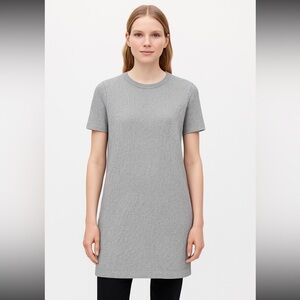 COS‎ Short Casual Dress Tunic Light Gray Size Small Textured Cotton Spandex